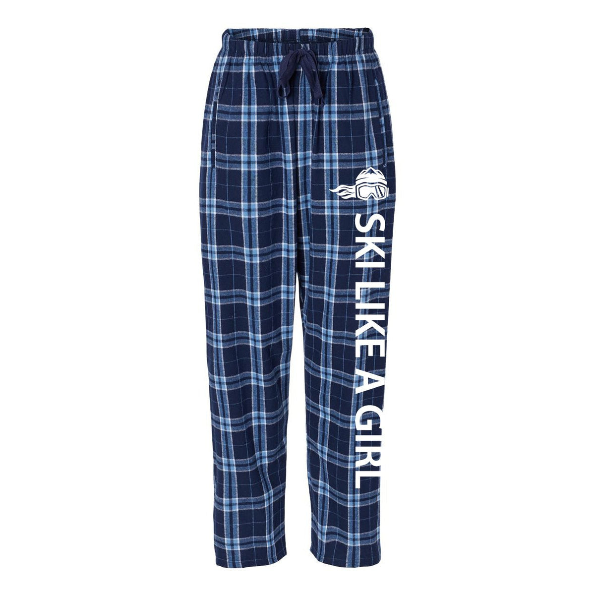 Ski Like A Girl Womens Flannel Pajama Pants Navy Plaid - Ski Like A Girl