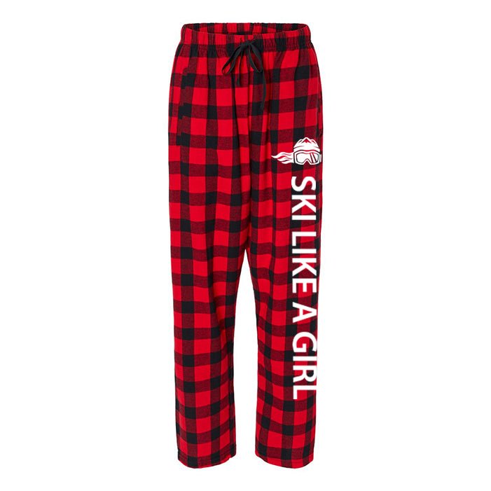 Ski Like A Girl Womens Flannel Pajama Pants Red Plaid - Ski Like A Girl