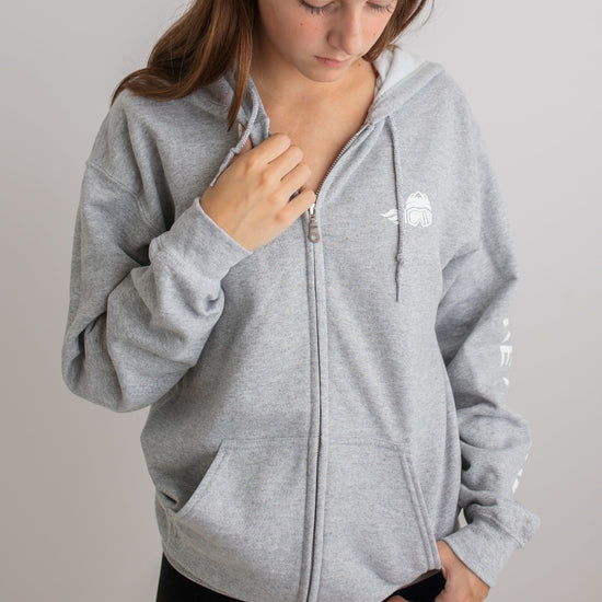 Ski Like A Girl Womens Full-Zip Hoodie Grey - Ski Like A Girl