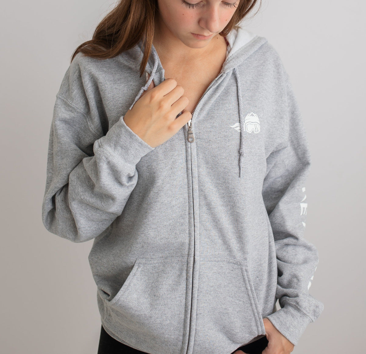 Ski Like A Girl Womens Full-Zip Hoodie Grey - Ski Like A Girl