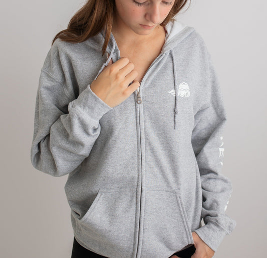 Ski Like A Girl Womens Full-Zip Hoodie Grey - Ski Like A Girl