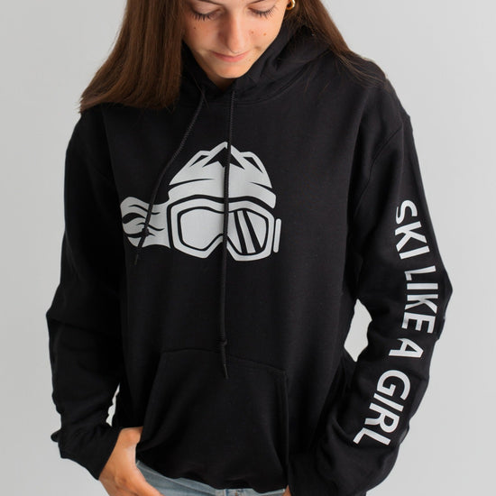 Ski Like A Girl Womens Hoodie Black Grey - Ski Like A Girl