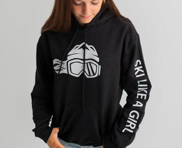 Ski Like A Girl Womens Hoodie Black Grey - Ski Like A Girl