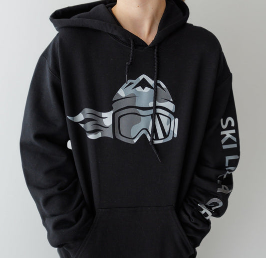Ski Like A Girl Womens Hoodie Black White Camo - Ski Like A Girl