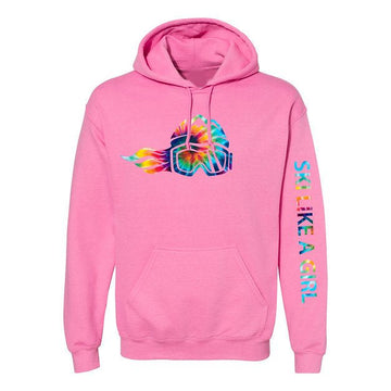 Ski Like A Girl Womens Hoodie Bubble Gum Tie-Dye - Ski Like A Girl