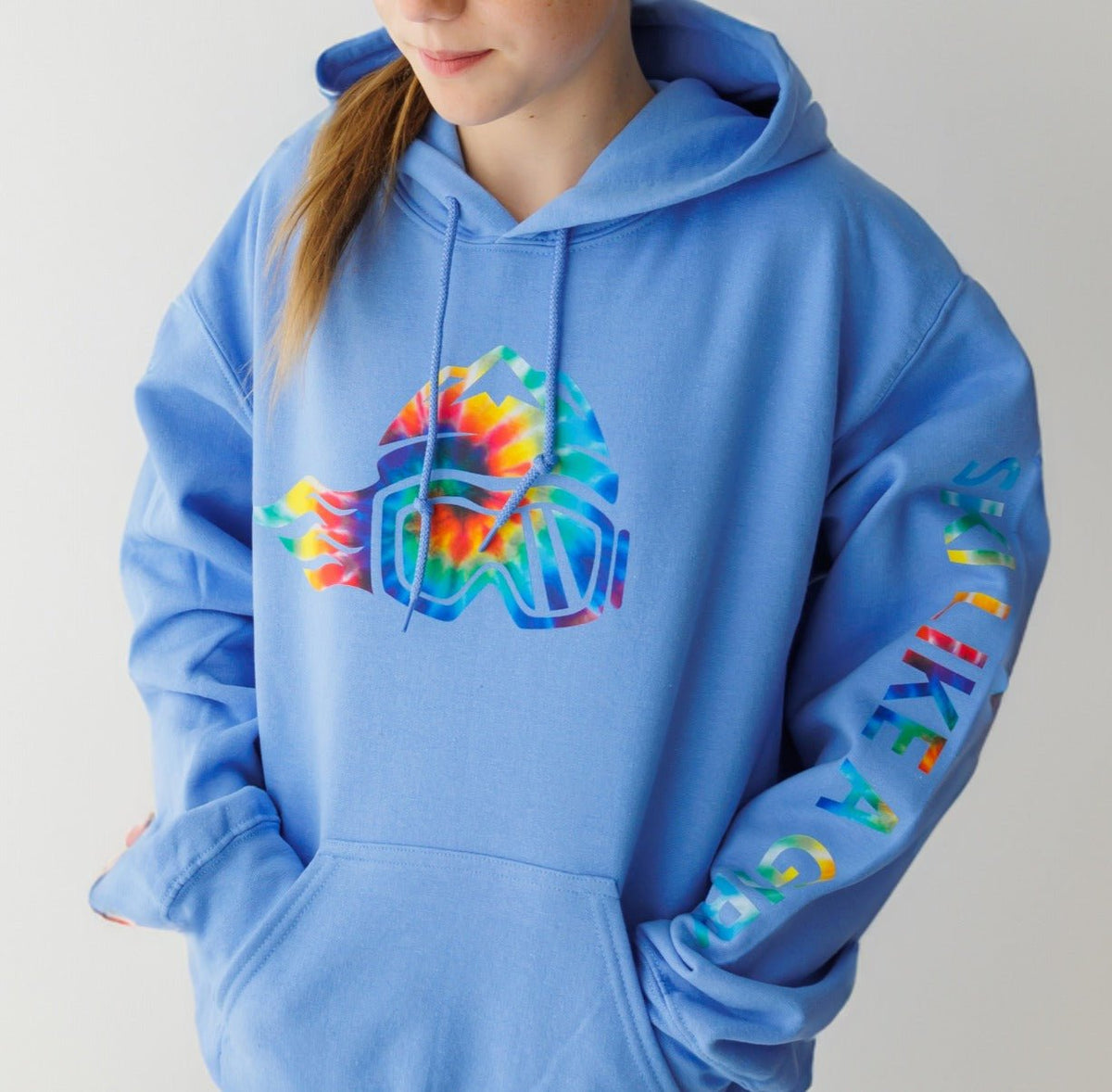 Ski Like A Girl Womens Hoodie Carolina Blue Tie-Dye - Ski Like A Girl