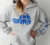 Ski Like A Girl Womens Hoodie Grey Navy Blue Logo - Ski Like A Girl