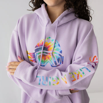 Ski Like A Girl Womens Hoodie Lavender Tie-Dye - Ski Like A Girl