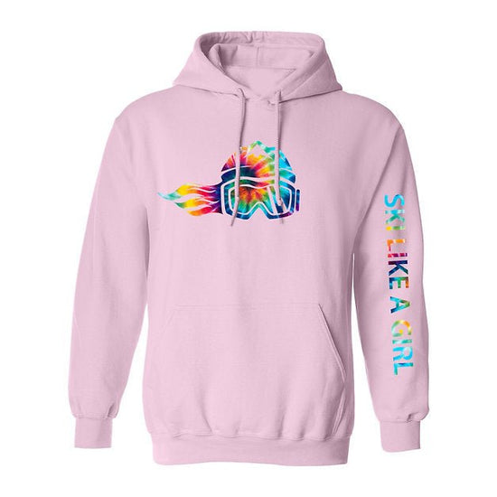 Ski Like A Girl Womens Hoodie Light Pink Tie-Dye - Ski Like A Girl