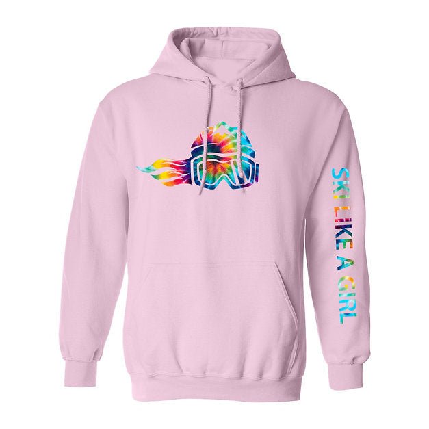 Ski Like A Girl Womens Hoodie Light Pink Tie-Dye - Ski Like A Girl