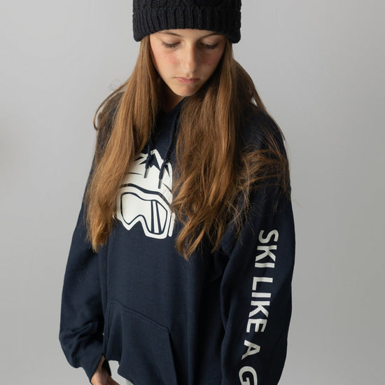 Ski Like A Girl Womens Hoodie Navy Blue - Ski Like A Girl