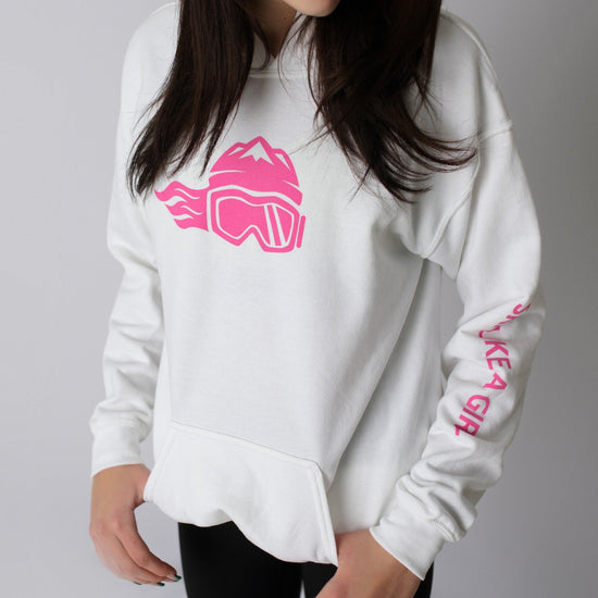 Ski Like A Girl Womens Hoodie Pink Logo - Ski Like A Girl