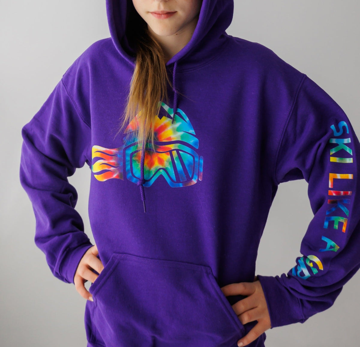 Ski Like A Girl Womens Hoodie Purple Tie-Dye - Ski Like A Girl