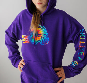 Ski Like A Girl Womens Hoodie Purple Tie-Dye - Ski Like A Girl