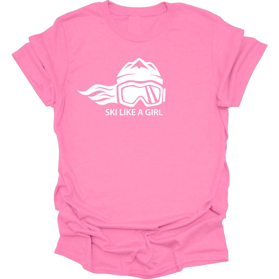 Ski Like A Girl Womens Short Sleeve T-Shirt - Bubble Gum (Overstock) - Ski Like A Girl