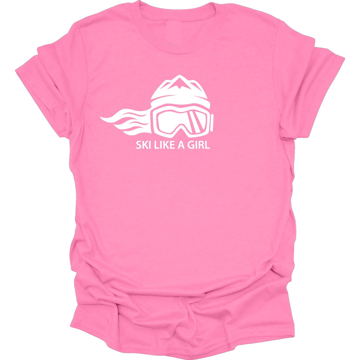 Ski Like A Girl Womens Short Sleeve T-Shirt - Bubble Gum (Overstock) - Ski Like A Girl