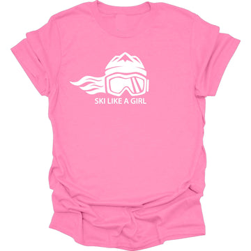 Ski Like A Girl Womens Short Sleeve T-Shirt - Bubble Gum (Overstock) - Ski Like A Girl