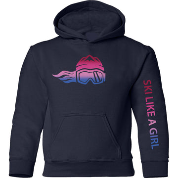 Ski Like A Girl Girls Hoodie Aurora