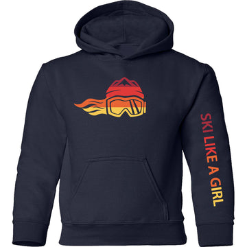 Ski Like A Girl Girls Hoodie Desert Fire