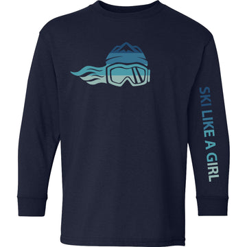 Ski Like A Girl Girls Long Sleeve T-Shirt Winter Ice