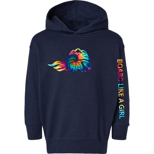 Toddler Snowboard Hoodie Navy Blue Tie-Dye - Ski Like A Girl
