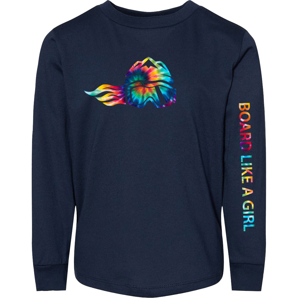 Toddler Snowboard Long-Sleeve T-Shirt Navy Blue Tie-Dye - Ski Like A Girl
