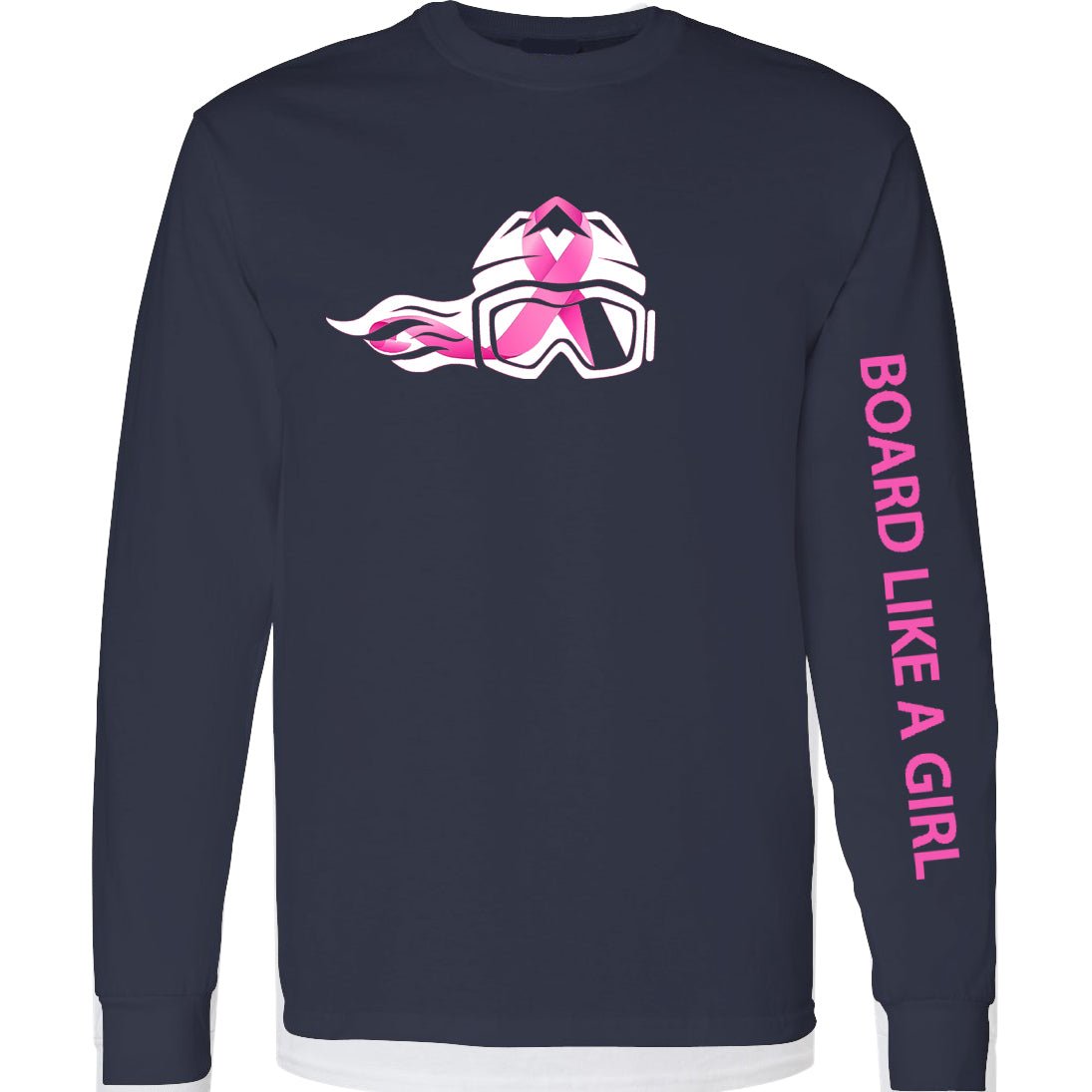 Womens Snowboard Breast Cancer Awareness Long Sleeve T-Shirt - Ski Like A Girl