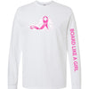 Womens Snowboard Breast Cancer Awareness Long Sleeve T-Shirt - Ski Like A Girl