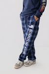 Womens Snowboard Flannel Pajama Pants Navy Blue Plaid - Ski Like A Girl