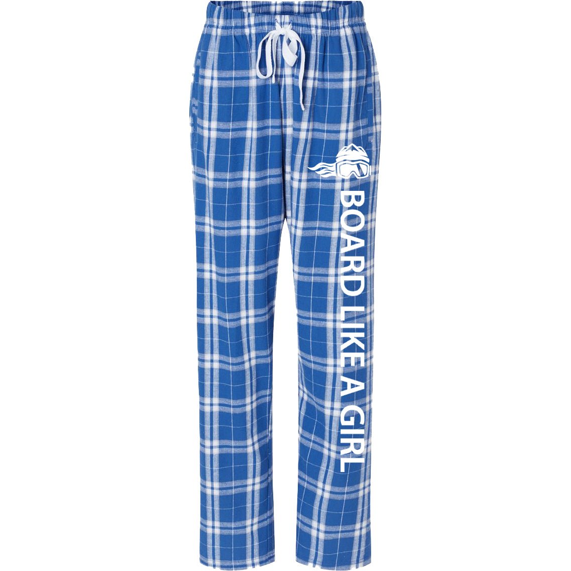 Womens Snowboard Flannel Pajama Pants Royal Silver Plaid - Ski Like A Girl