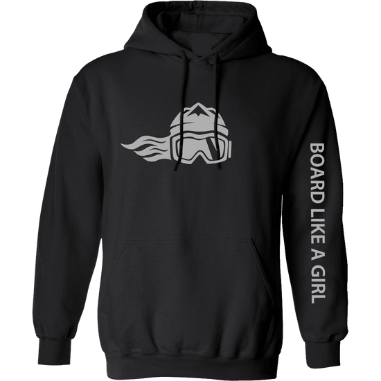 Womens Snowboard Hoodie Black Tonal - Ski Like A Girl