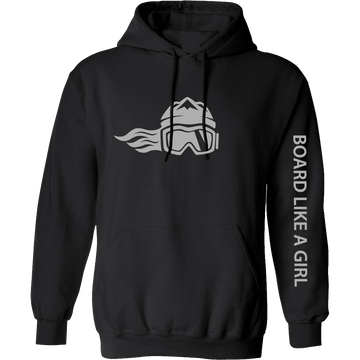 Womens Snowboard Hoodie Black Tonal - Ski Like A Girl