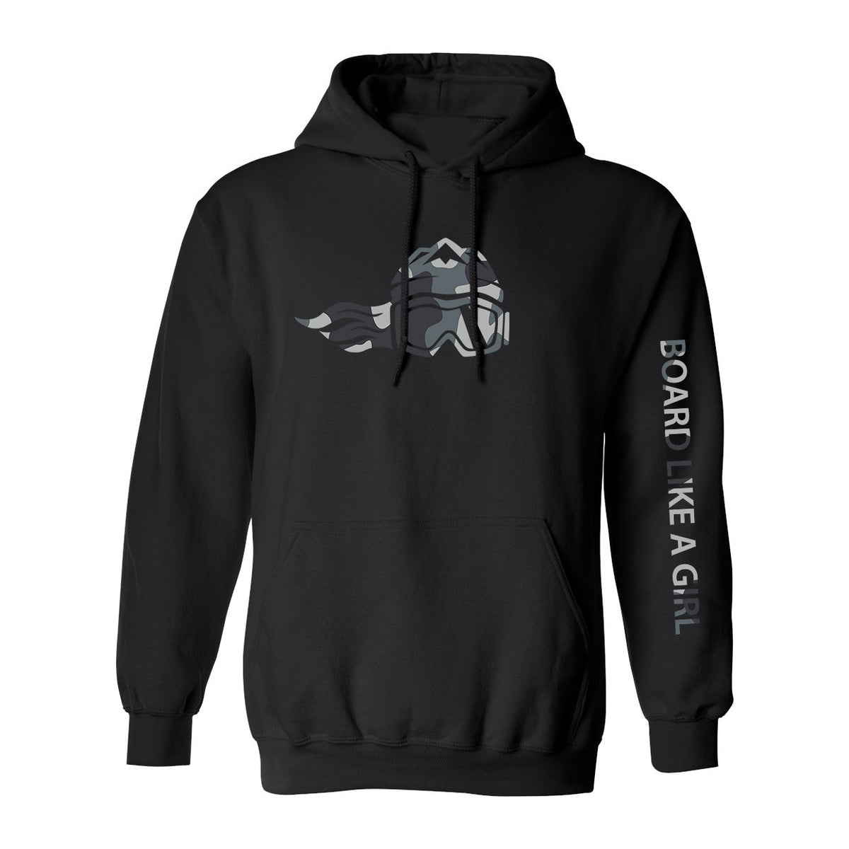 Womens Snowboard Hoodie Black White Camo - Ski Like A Girl