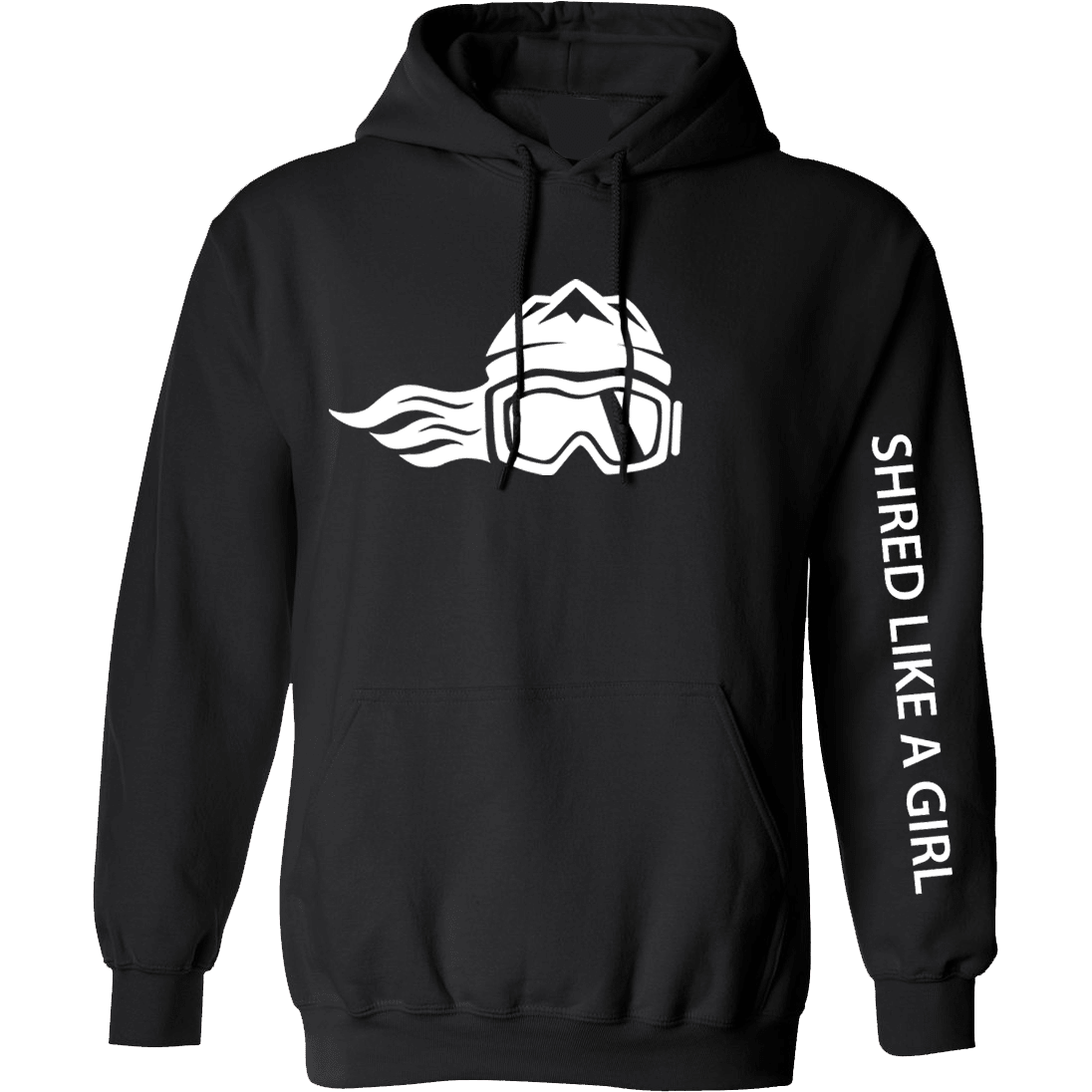 Womens Snowboard Hoodie Black White Logo - Ski Like A Girl