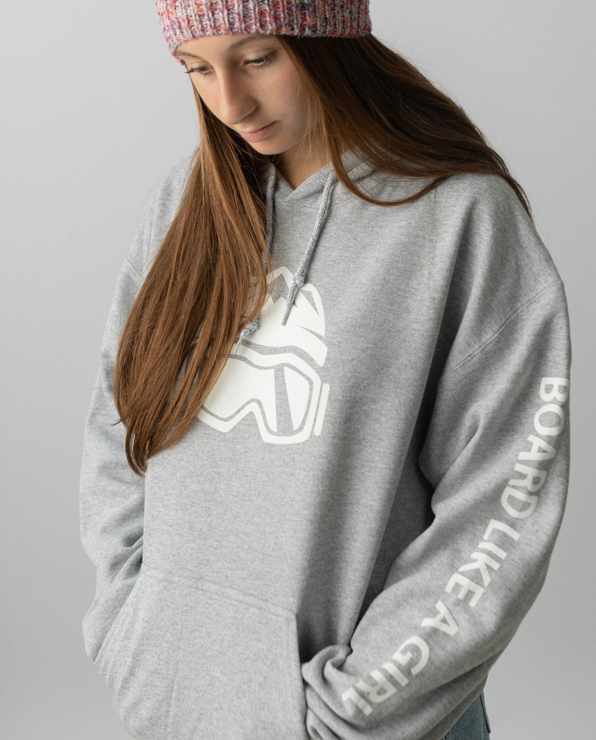 Womens Snowboard Hoodie Grey - Ski Like A Girl