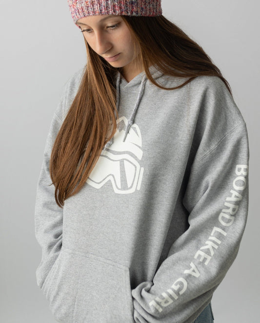 Womens Snowboard Hoodie Grey - Ski Like A Girl