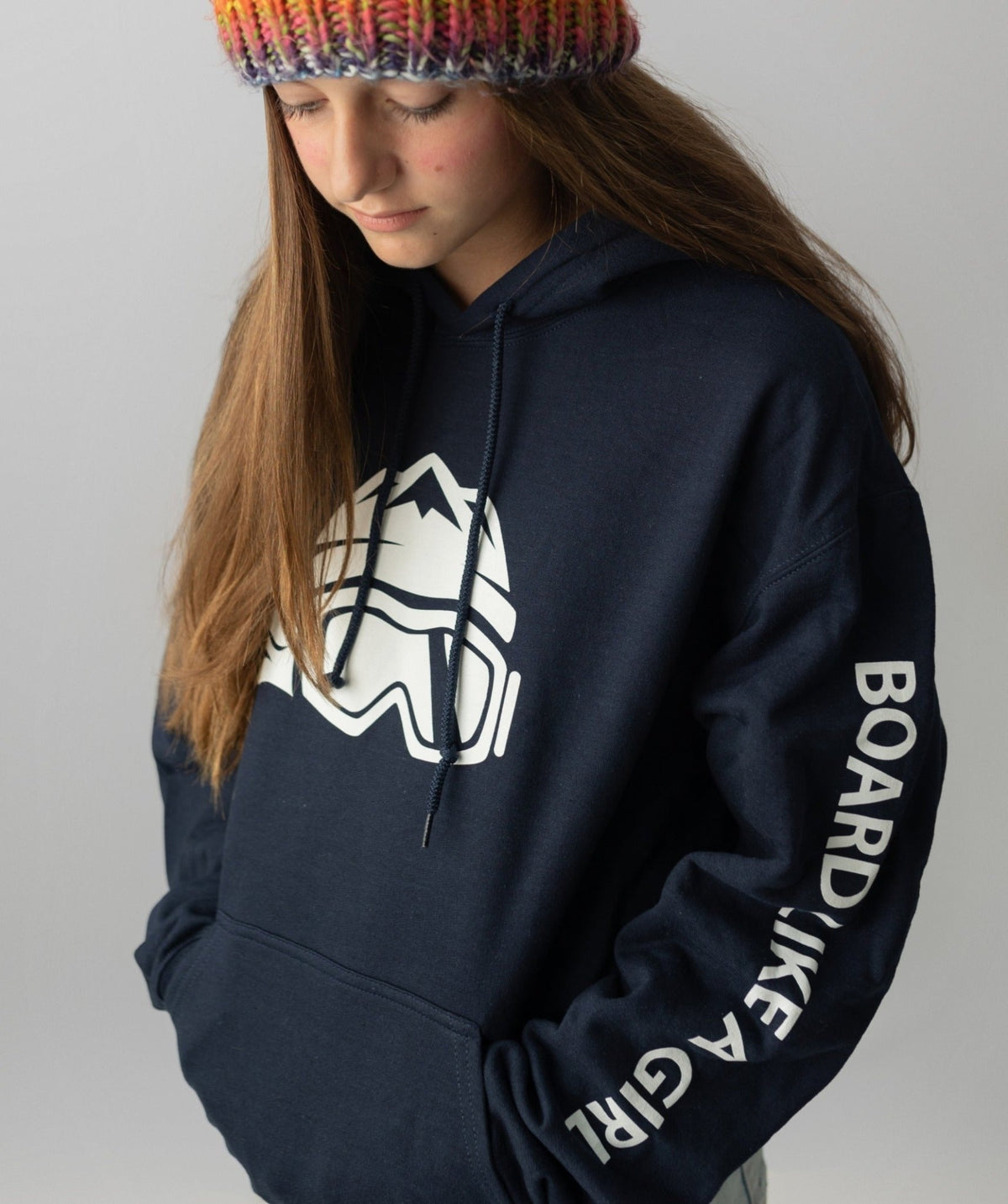 Womens Snowboard Hoodie Navy Blue - Ski Like A Girl