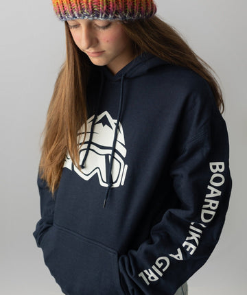 Womens Snowboard Hoodie Navy Blue - Ski Like A Girl