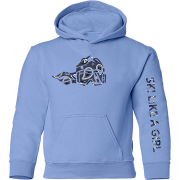 Ski Like A Girl Girls Hoodie Carolina Blue Navy Paisley