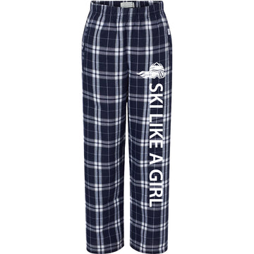 Ski Like A Girl Girls Flannel Pajama Pants Navy Silver (Overstock)